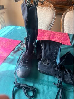 All black knee high Converse