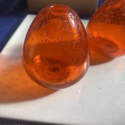 Orange Glass Bubble Mini Vases