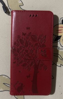 Red Leather Wallet Flip Phone Case