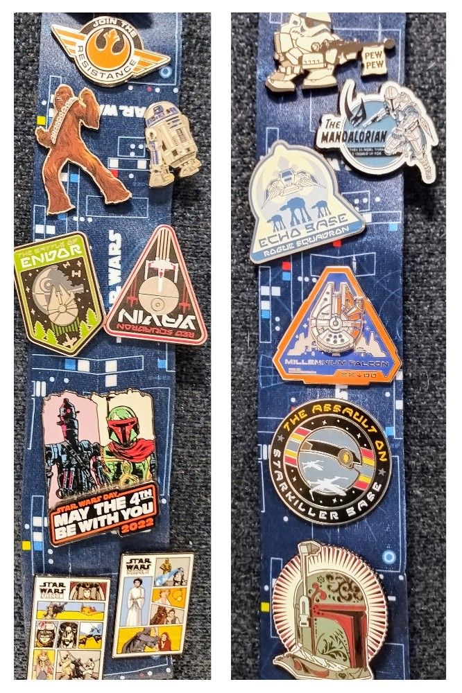 Authentic Disney Star Wars Pins with Lanyard | Set of 14
