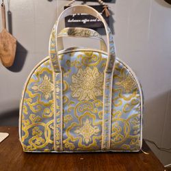 Blue and Gold Brocade Handbag