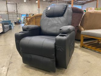 FLAMAKER Black Sleek Power Lift Recliner