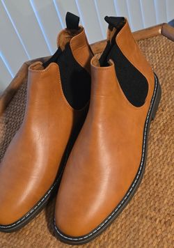Tan Faux-Leather Chelsea Boots