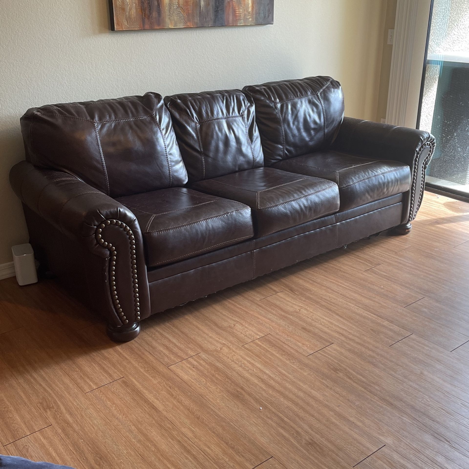 ETHAN ALLEN FULL LEATHER SOFA