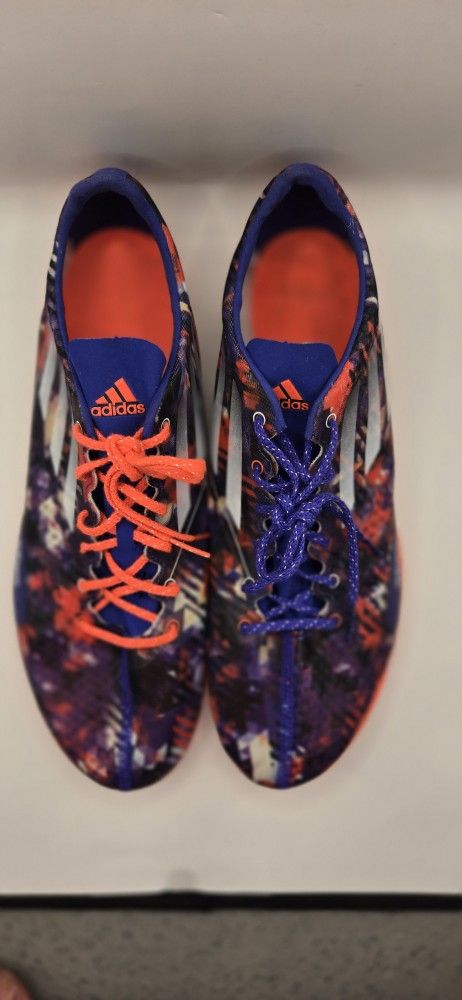 Size 11.5 - adidas Adizero Finesse Spikes Multy Color Patter Blue/ Orange .