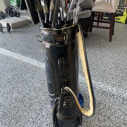 Spaulding Leather Golf Bag With Free Clubs