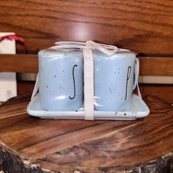 Rae Dunn  Blue Speckled Salt/Pepper