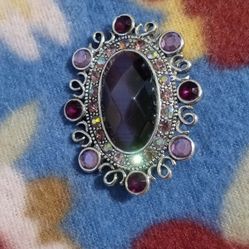 Vintage Monet Purple, Lavender & Rhinestone Brooch Pin