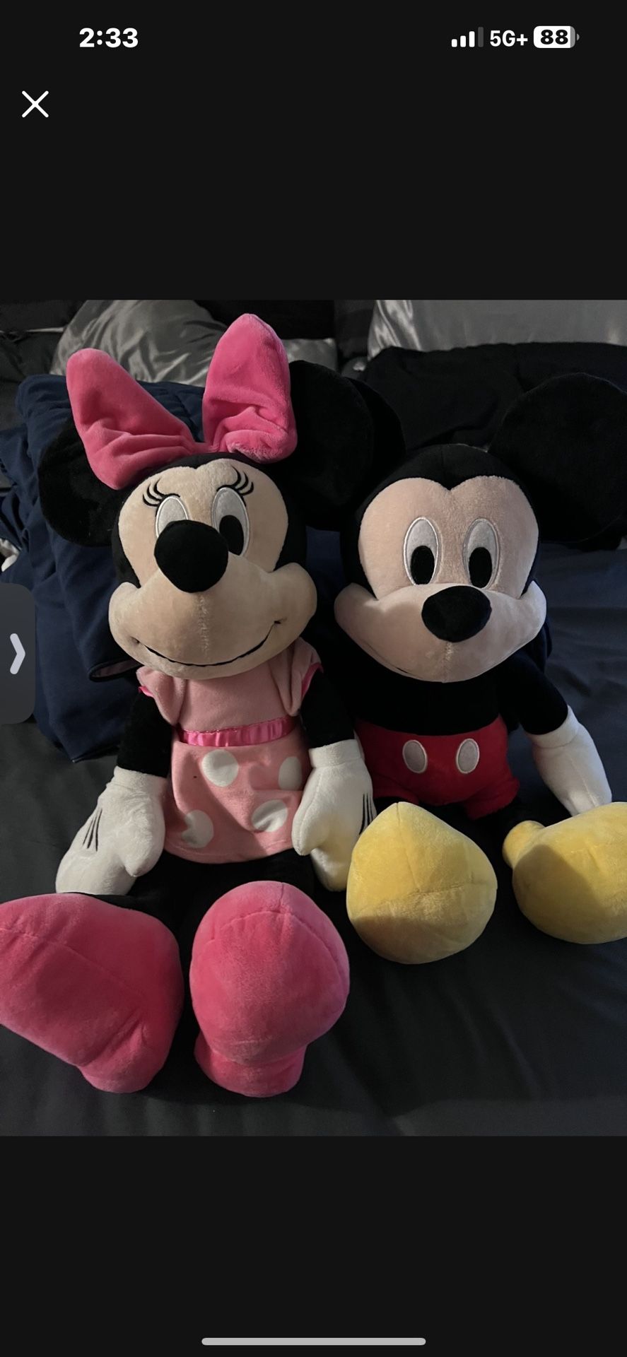 Disney Parks Mickey Mouse And Pink Dress Minnie Plushies 