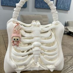 Bone Bag With Labubu Purse Charm