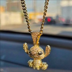 Disney Stich Pendant Necklace 20" 18k Gold Filled