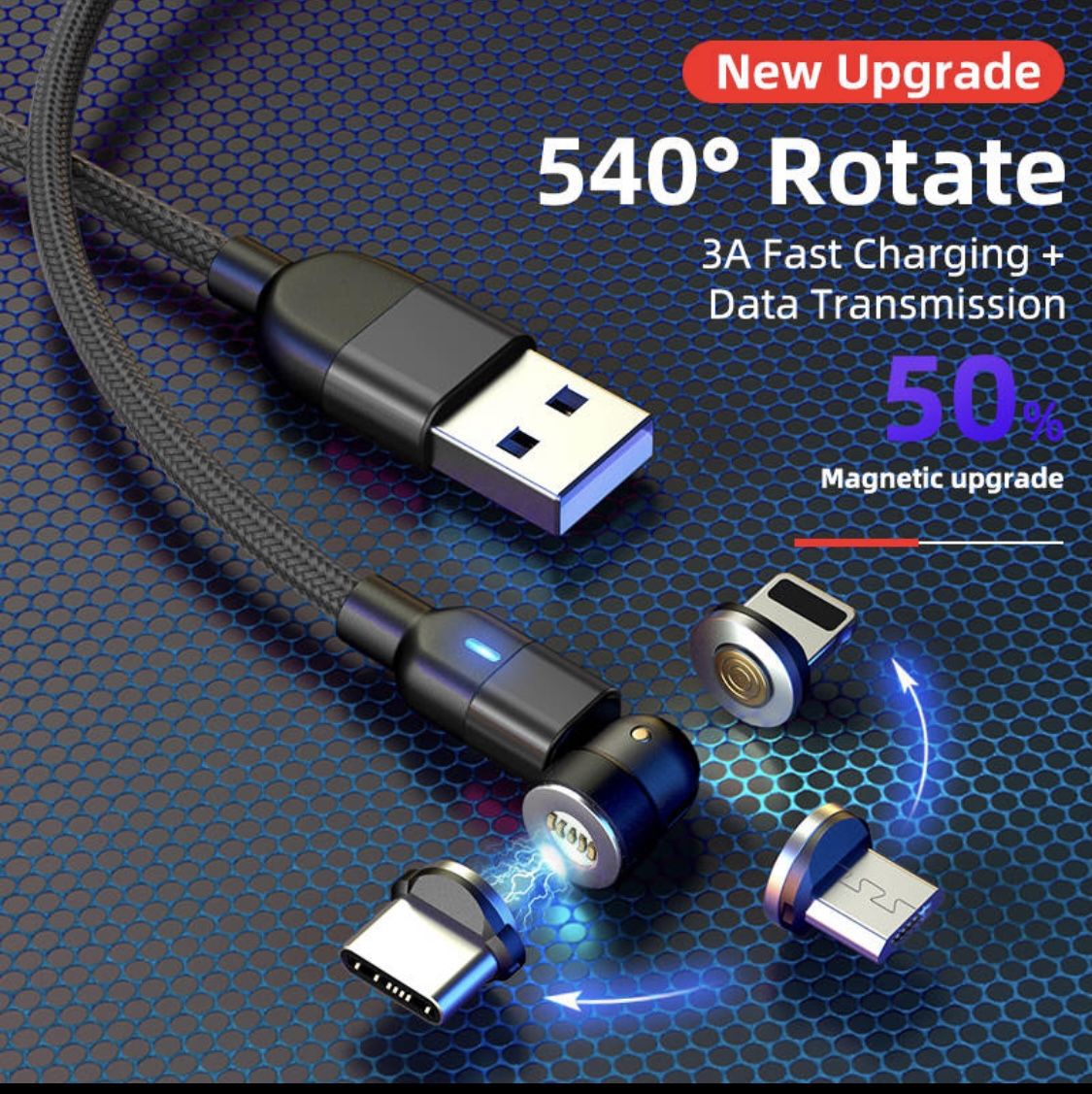 Magnetic Charging Cable – 540° Rotation & Fast Charging with Multi-Device Compatibility