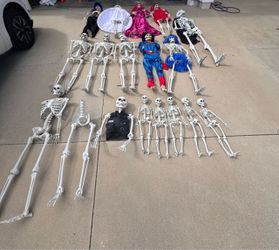 Large Lot of Halloween Skeleton Decorations