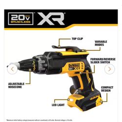 Dewalt XR Drywall Brushless Screw Gun  $140 Tool Only. $230 With 1 Battery And 12/20v Charger All New 
