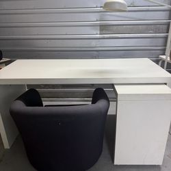 Desk With Chair and Floor Lamp