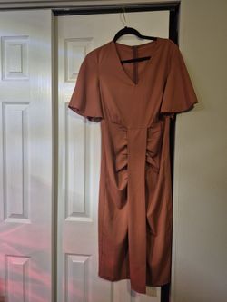 Shein NWOT Rust Ruched Maxi Dress Med