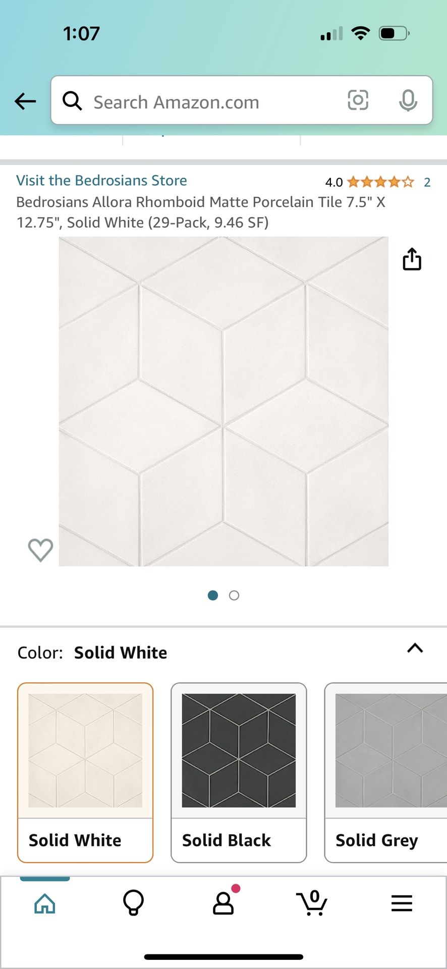Bedrosians Allora Rhomboid Matte Tile (3 Full Boxes) 