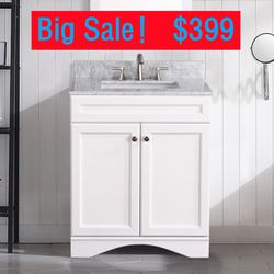 36 inch White Bathroom Vanity Set with Top Sink Faucet and Mirror
