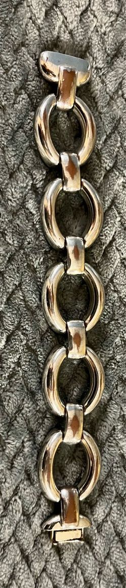Chico’s Vintage Style Chunky Silver Oval Link Statement Bracelet