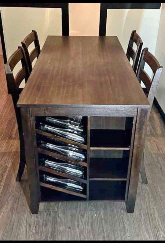 Dark Colored Counter Height Dining Table And Bar Stools 🌟 Kitchen/Dining Set🌼