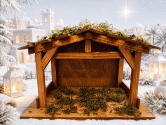 Wooden Christmas Nativity Stable Manger