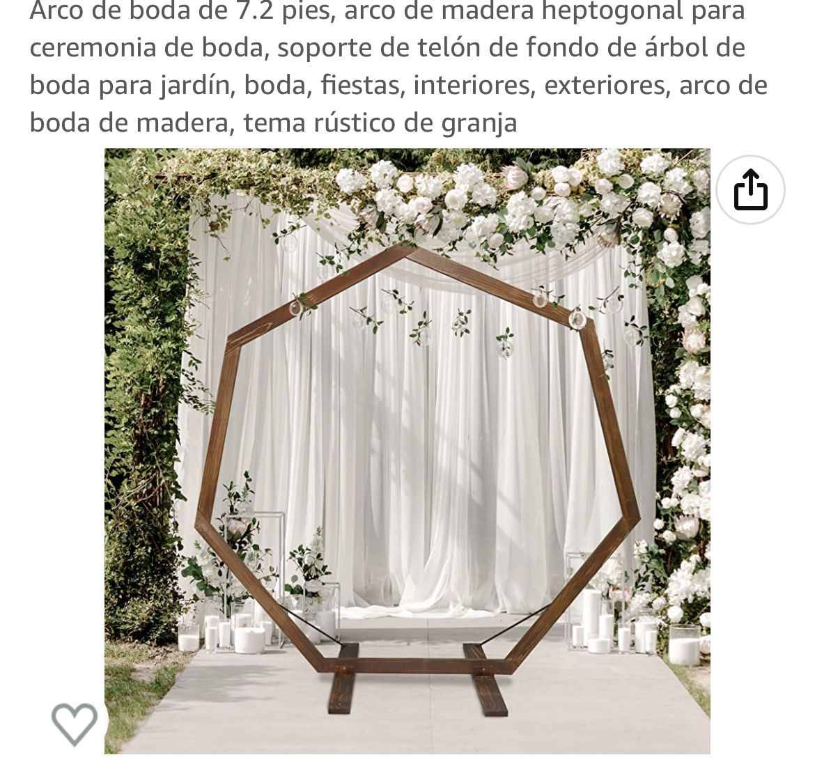 7.2-foot wedding arch, heptogonal wooden arch for wedding ceremony, wedding tree backdrop support for garden, wedding, parties, indoor, outdoor, woode