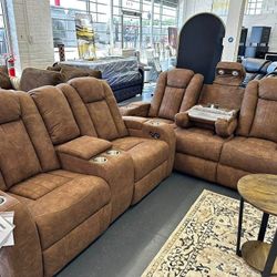 Wolfridge Power Reclining Sofa and Loveseat // Living Room Set // New