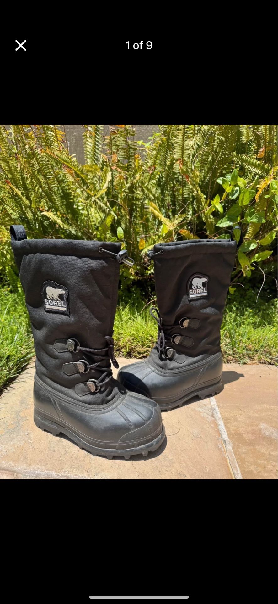 Sorel Glacier Insulated Hand Crafted Natural Rubber Snow Boots Mens Size 8