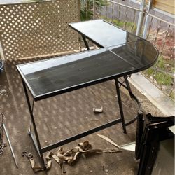 Glass L Shaped Table 