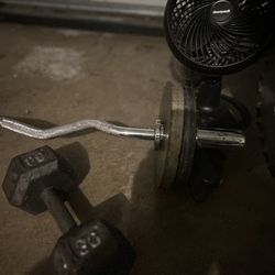 EZ Curl Bar And 60 Lbs In Small Plates
