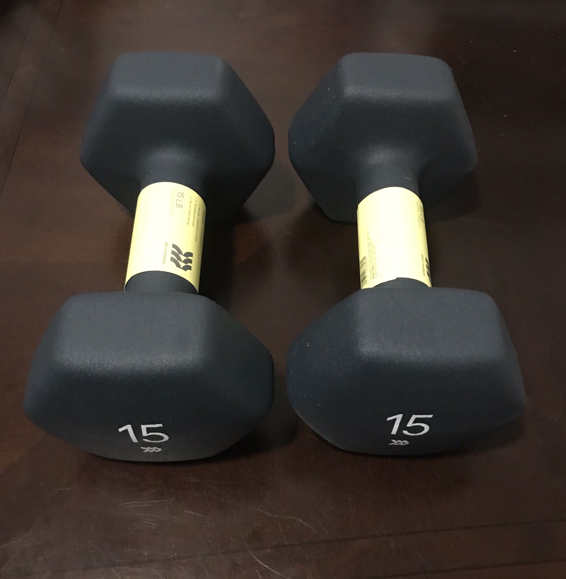 Set of 15 lb dumbbells