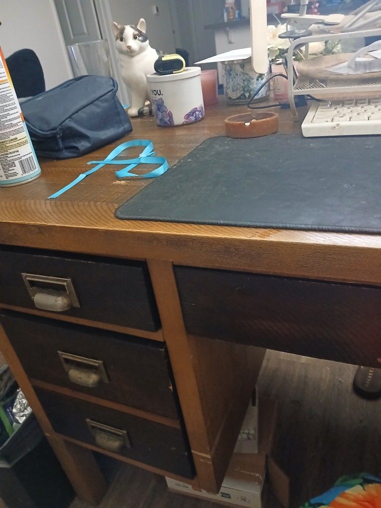 Solid Wood Desk - 5 drawer