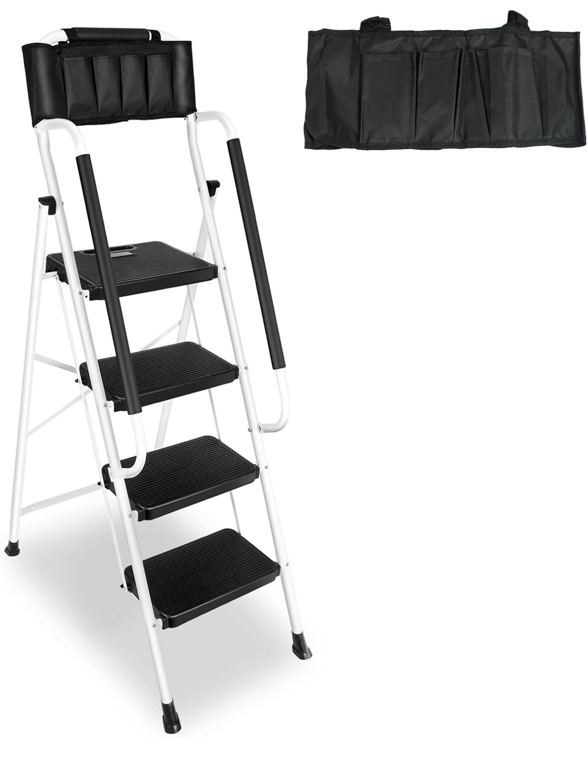 4 Step Ladder with Handrails & Attachable Tool Bag, 912G