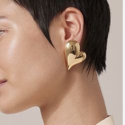 Jenny Bird Gold Art Heart Button Earring