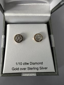 1/10 CT.T.W. Gold Over Silver Stud Earrings