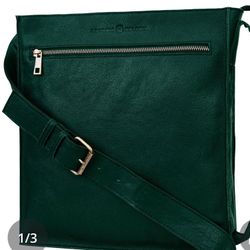 Christmas Gift | ANTONIO VALERIA Austin Oily Washed Green Leather Messenger Bag