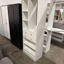 Besiost Closet System, 28"/2.4 FT Small Closet Organizer System with Drawers and Shelves, Walk-in Closets Systems