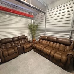 Suede Recliner Sofa & Loveseat