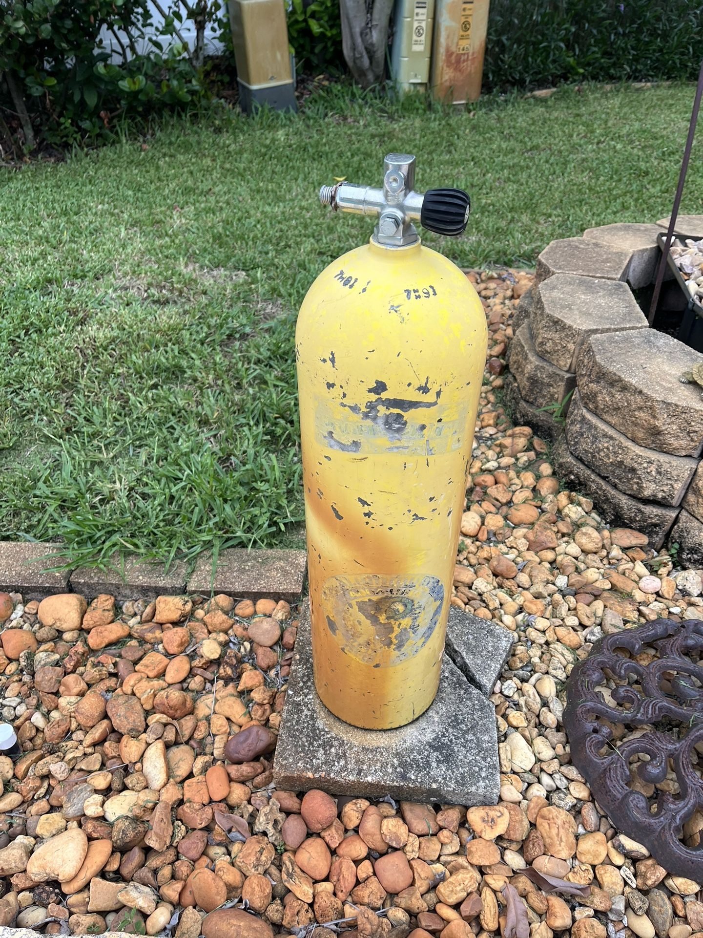 Yard Decoration. Scuba Tank.