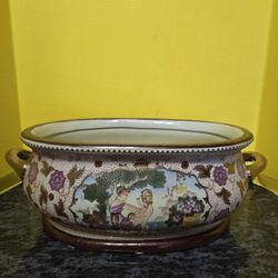 Vintage Large Porcelain Footbath with Handles Sometimes Referred to as a Chachepot or Jardiniere 23"×7"×16"