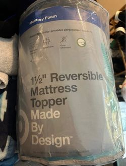 NEW Full Size Made By Design 1.5" Reversible Memory Foam Mattress Topper