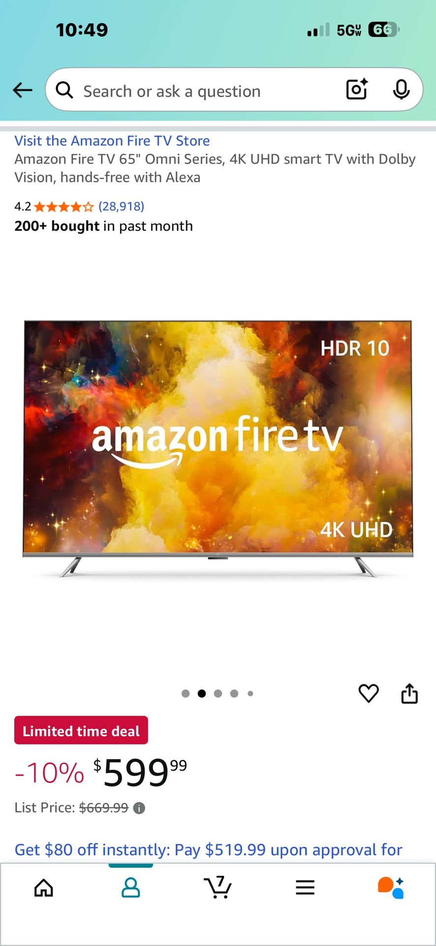 Amazon Fire TV 65" Omni Series, 4K UHD smart TV