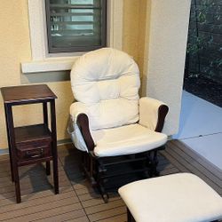 hard wood swing chair and ottoman set