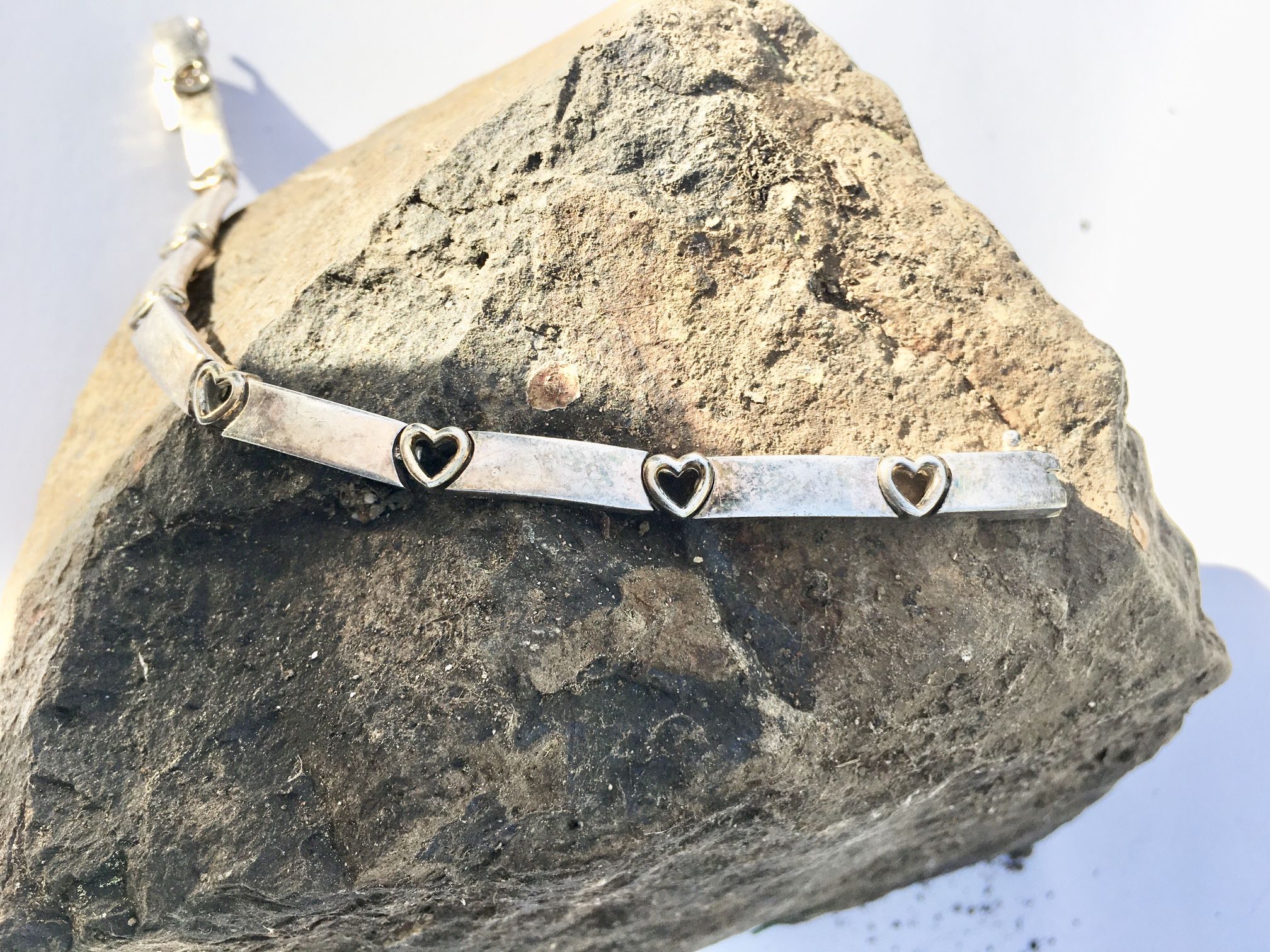 Vintage Sterling silver heart bracelet
