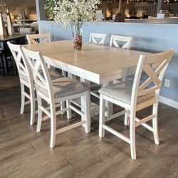 White Counter height Dining Set 