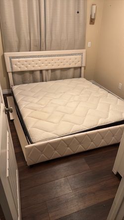 White Tufted Upholstered Bed Frame