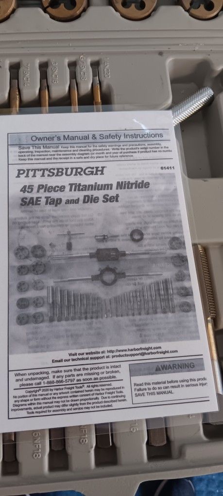 Pittsburgh 45 Piece Titanium Nitride SAE Tap And Die Set