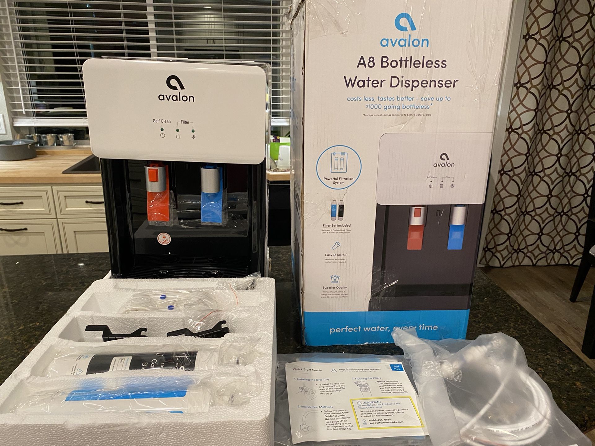 Avalon A8CTBOTTLELESSWHT Countertop Self Cleaning Touchless Bottleless Cooler Dispen...