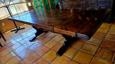 Vintage Family Heirloom Solid Walnut Dining Table + 2 Free Barstools