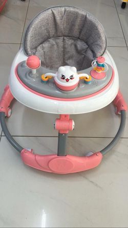 Pink/gray/white baby activity walker